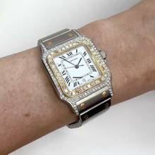 Thumbnail von Cartier Santos Galbée 29mm Quartz 2 Tone 1.70TCW Diamond Watch NEW Model </h1>