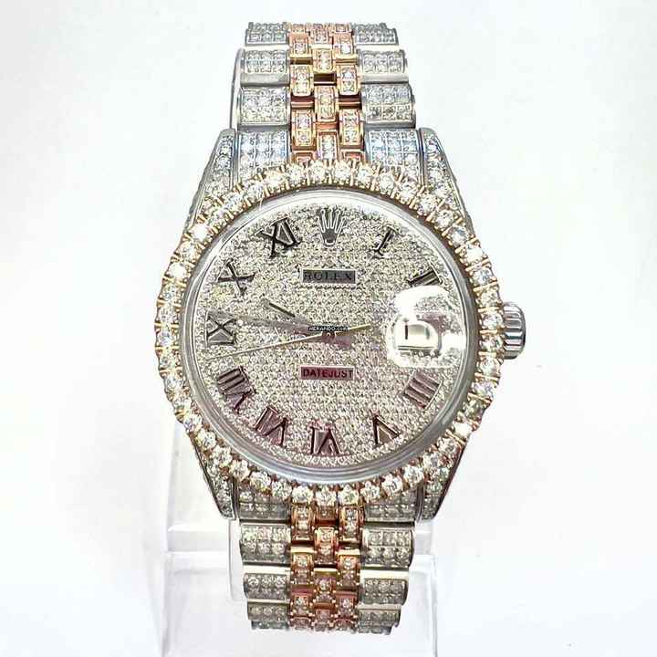  Rolex Datejust Oyster Perpetual DATEJUST Automatic 36mm 2 Tone Full Diamond Watch </h1> 