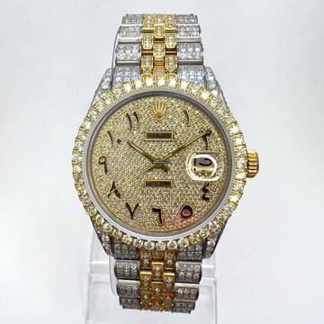  Rolex Datejust Oyster Perpetual DATEJUST Automatic 36mm 2 Tone Full Diamond Watch </h1> 