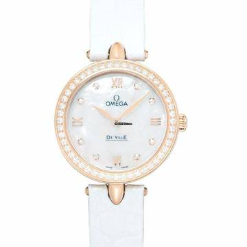  Omega De Ville Prestige 424.58.27.60.55.002 - De Ville Quartz White Dial 18kt Rose Gold Ladies Watch </h1> 