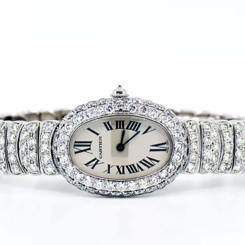  Cartier Baignoire 23mm Quartz 18K WG ~6TCW Diamond Watch </h1> 