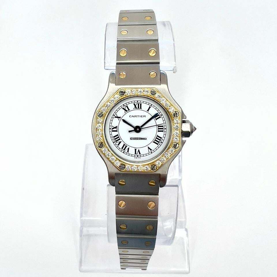  Cartier Santos OCTAGON 25mm Automatic 2 Tone ~0.5TCW DIAMOND Watch  </h1> 