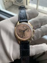 Thumbnail von LE PHARE Chronograph Dato Compax Pink salmon dial rose gold 18KT 1950’s </h1>