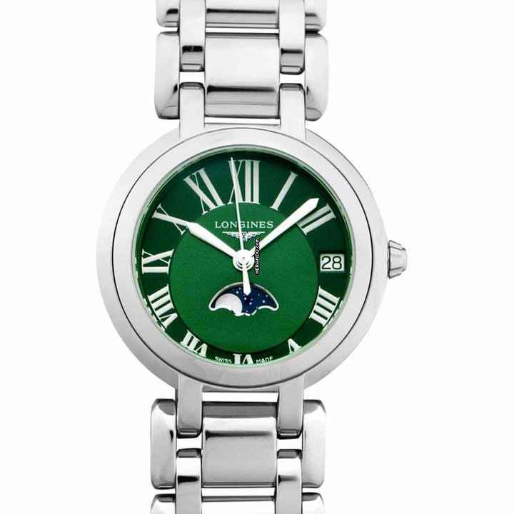  Longines PrimaLuna L81154616 - Longines PrimaLuna Quartz Green Dial Stainless Steel Ladies Watch </h1> 