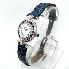 Thumbnail von Cartier VERMEIL COLISÈE 925 Silver 24mm Watch DIAMONDS & Blue SAPPHIRES </h1>