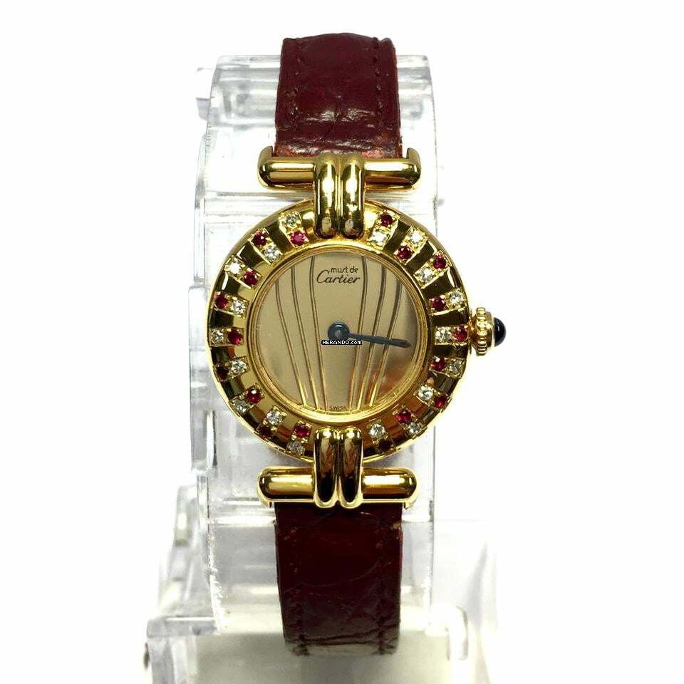Cartier Vermeil COLISEE Quartz 24mm GoldPlated DIAMONDS & RED RUBIES  Watch </h1>
