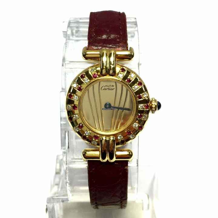  Cartier Vermeil COLISEE Quartz 24mm GoldPlated DIAMONDS & RED RUBIES  Watch </h1> 