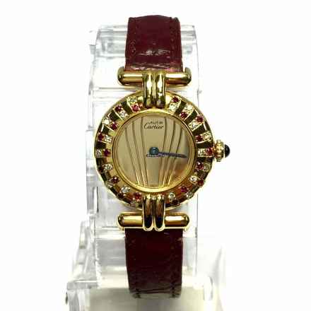  Cartier Vermeil COLISEE Quartz 24mm GoldPlated DIAMONDS & RED RUBIES  Watch </h1> 