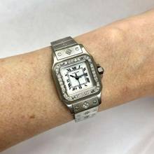 Thumbnail von Cartier Santos Galbée 24mm Automatic Steel ~1.5TCW Diamond Watch </h1>