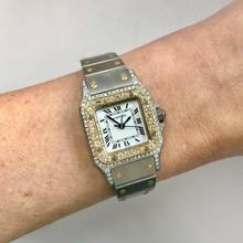 Thumbnail von Cartier Santos Galbée 24mm Automatic 2 Tone 1.09TCW Diamond Watch </h1>
