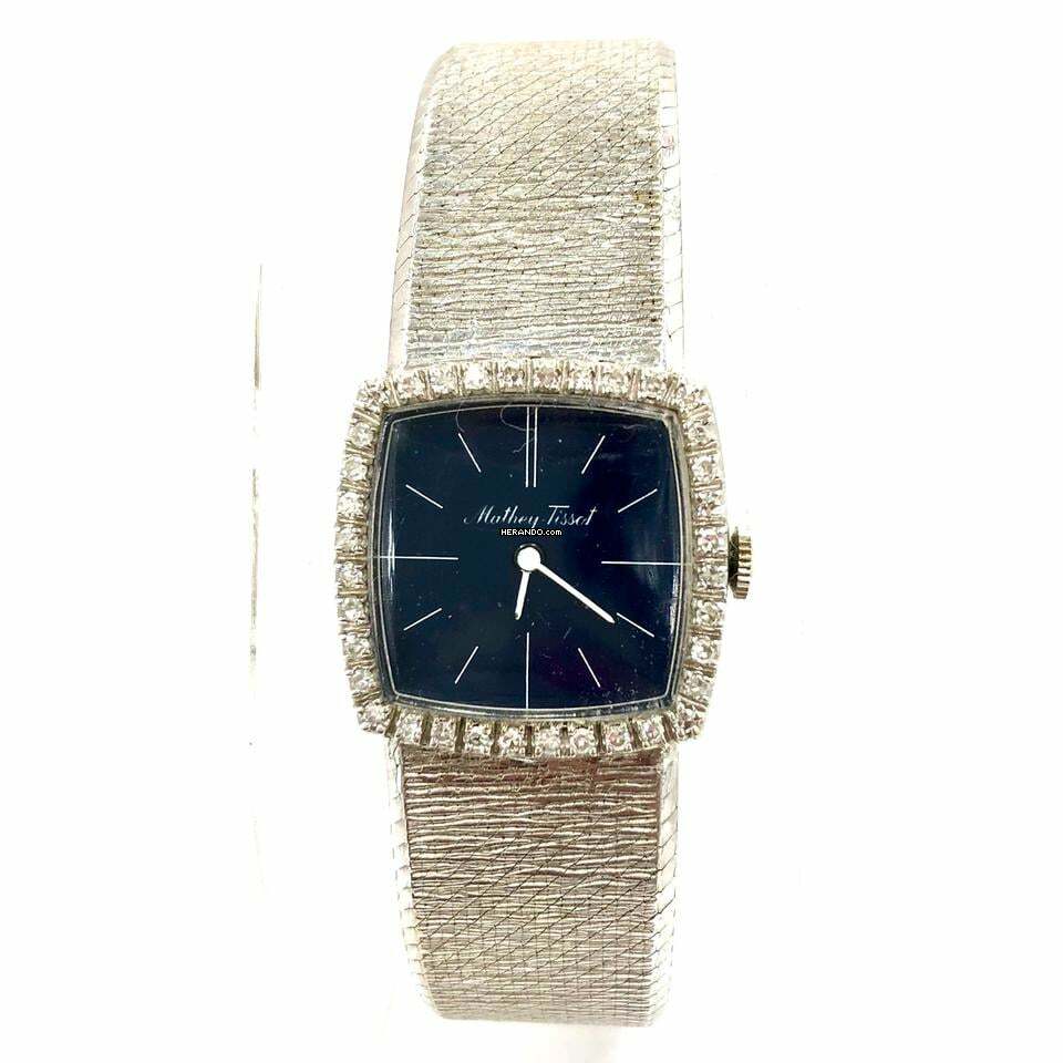 Mathew Tissot Hand-Winding 14K White Gold Watch FACTORY DIAMONDS </h1>