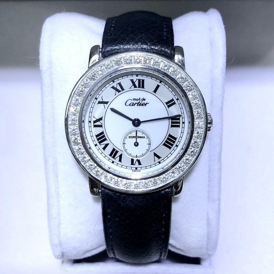 Cartier RONDE 32mm Quartz Silver ~1.88TCW DIAMONDS Watch </h1>
