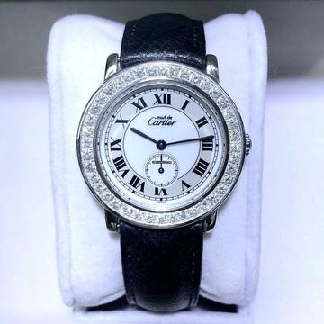  Cartier RONDE 32mm Quartz Silver ~1.88TCW DIAMONDS Watch </h1> 