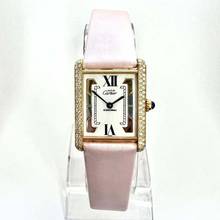 Thumbnail von Cartier Tank Quartz 23mm GP Silver ~.55TCW Diamond Watch Trinity Dial </h1>
