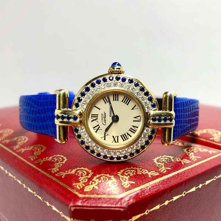 Cartier COLISÈE 24mm GP Silver DIAMONDS & Blue SAPPHIRES Watch </h1> 