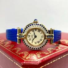 Thumbnail von Cartier COLISÈE 24mm GP Silver DIAMONDS & Blue SAPPHIRES Watch </h1>
