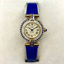 Thumbnail von Cartier COLISÈE 24mm GP Silver DIAMONDS & Blue SAPPHIRES Watch </h1>