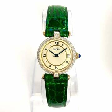  Cartier VERMEIL 24mm Quartz GP Argent 0.58TCW Diamond Watch </h1> 