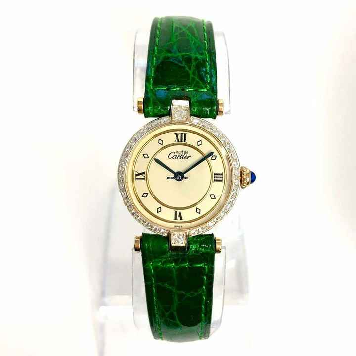  Cartier VERMEIL 24mm Quartz GP Argent 0.58TCW Diamond Watch </h1> 