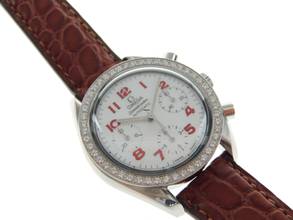 Thumbnail von Omega Speedmaster Ladies Chronograph Lady 39mm mit original Diamant Lünette und neuem echten Krokoband TOP </h1>