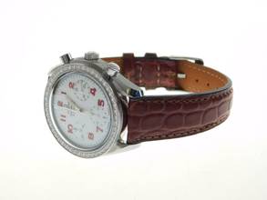 Thumbnail von Omega Speedmaster Ladies Chronograph Lady 39mm mit original Diamant Lünette und neuem echten Krokoband TOP </h1>