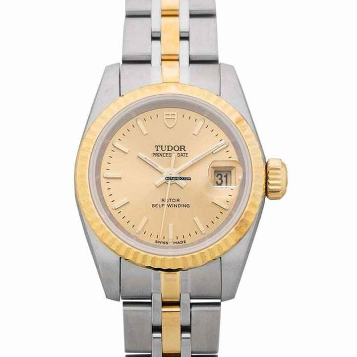  Tudor Prince Date 92413-62433-CHAMP - Princess Date Automatic Gold-tone Dial Stainless Steel Ladies Watch </h1> 