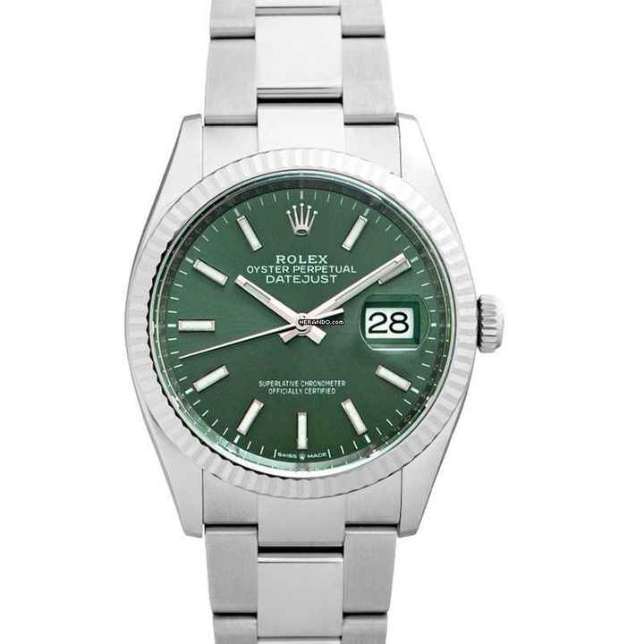  Rolex Datejust 36 126234-0052 - Datejust Automatic Green Dial 18kt White Gold Men's Watch </h1> 