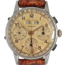 Thumbnail von Marvin Chronograph Dato Compax Tropical dial Valjoux 72C 1950’s </h1>