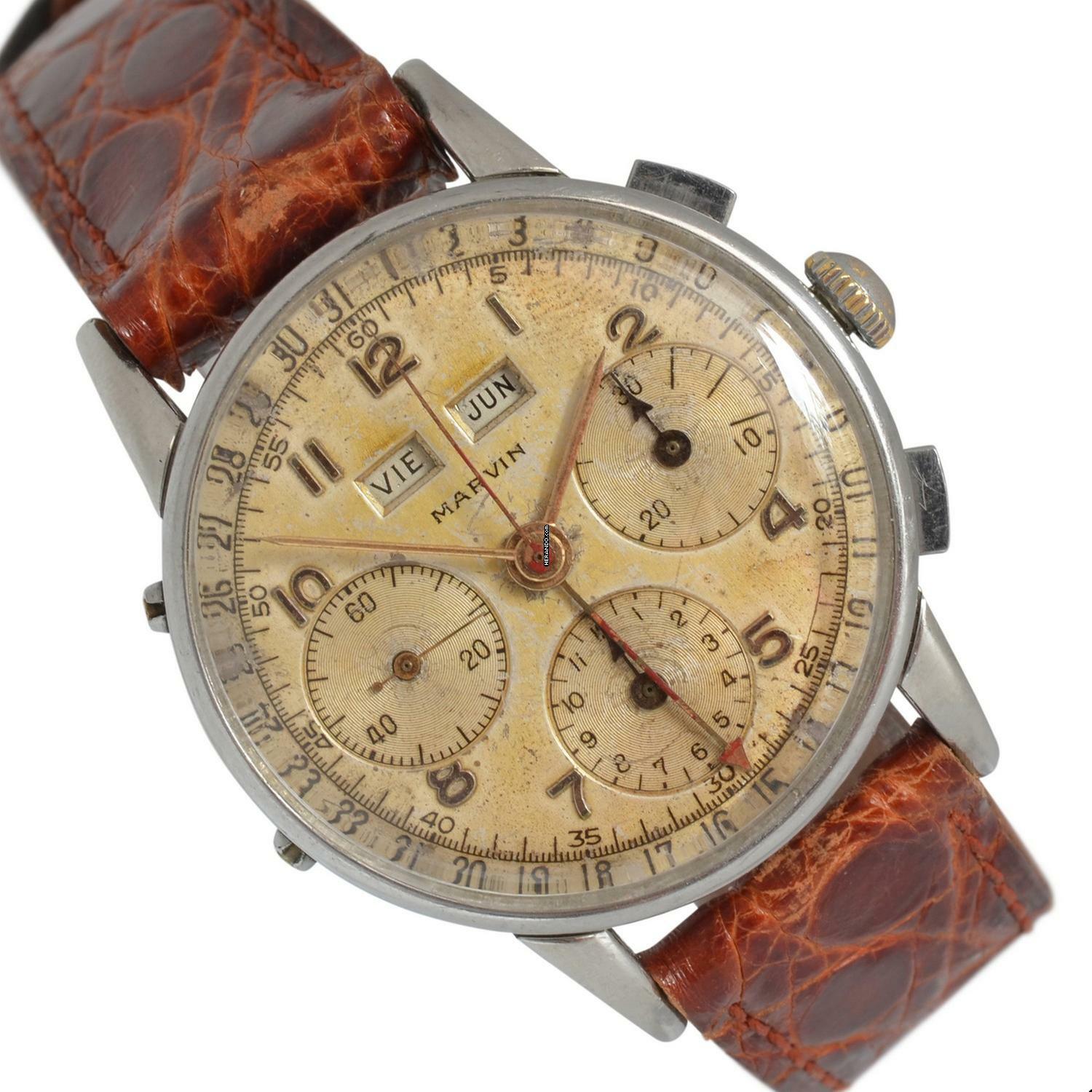 Marvin Chronograph Dato Compax Tropical dial Valjoux 72C 1950’s </h1>