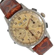 Thumbnail von Marvin Chronograph Dato Compax Tropical dial Valjoux 72C 1950’s </h1>
