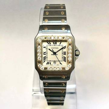  Cartier Santos Galbée 29mm Quartz 2 Tone 0.94TCW Diamond Watch </h1> 