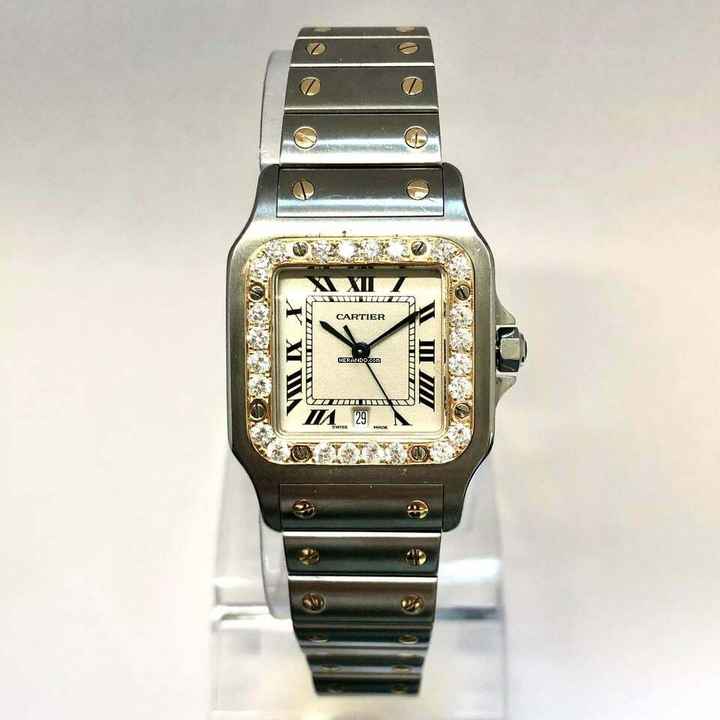  Cartier Santos Galbée 29mm Quartz 2 Tone 0.94TCW Diamond Watch </h1> 