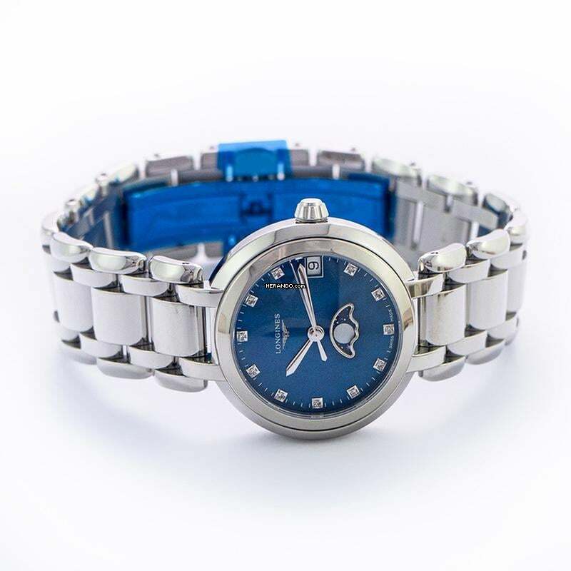 Thumbnail von Longines PrimaLuna L81154986 - Longines PrimaLuna Quartz Blue Dial Stainless Steel Ladies Watch </h1>