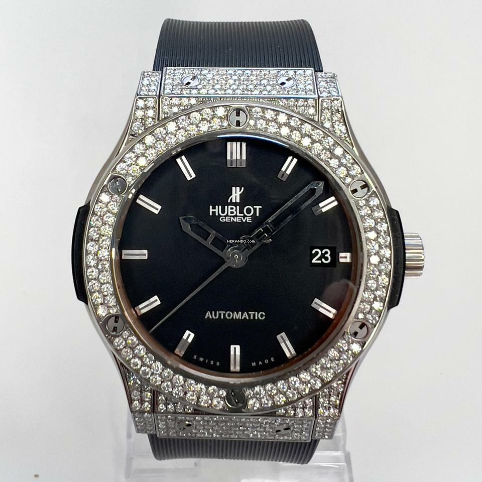  Hublot Classic Fusion 45mm Automatic Titanium 3.36TCW Diamond Watch SKELETON Backcase </h1> 