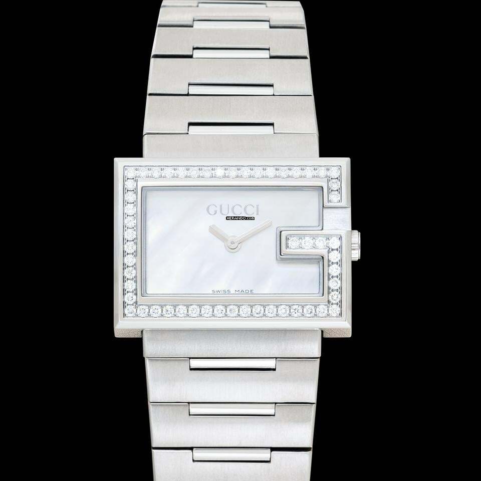 Thumbnail von Gucci YA100510 - G Rectangle Quartz Mother of pearl Dial Stainless Steel Ladies Watch </h1>