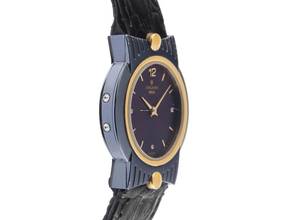 Thumbnail von Junghans Mega Funkuhr Stahl Gelbgold Quarz Armband Leder Klappschließe 29mm Ref.037/3300 Vintage Bj.1993 Box&Pap. Full Set