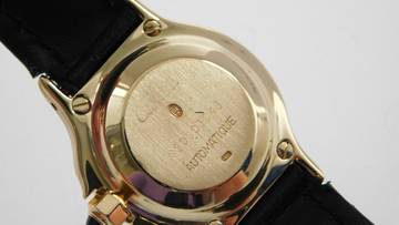 Thumbnail von Cartier Santos 18 Karat Gelbgold Santos Octagon Automatik Damenuhr mit seltener Weißgoldlünette </h1>