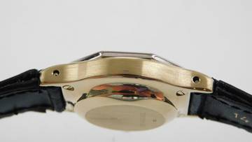 Thumbnail von Cartier Santos 18 Karat Gelbgold Santos Octagon Automatik Damenuhr mit seltener Weißgoldlünette </h1>