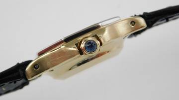 Thumbnail von Cartier Santos 18 Karat Gelbgold Santos Octagon Automatik Damenuhr mit seltener Weißgoldlünette </h1>