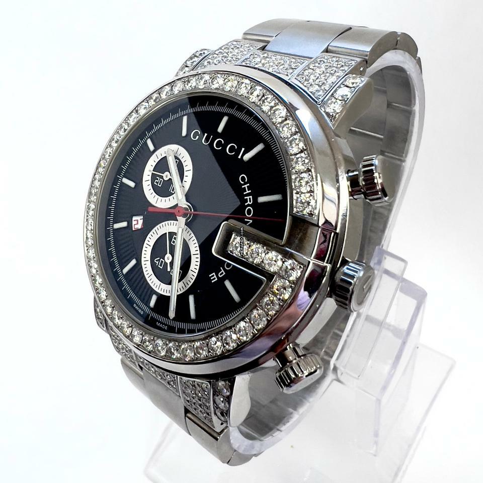 Thumbnail von Gucci G Chronograph Quartz 44mm Steel 3.65TCW Diamond Watch </h1>
