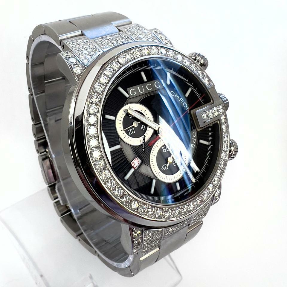 Thumbnail von Gucci G Chronograph Quartz 44mm Steel 3.65TCW Diamond Watch </h1>