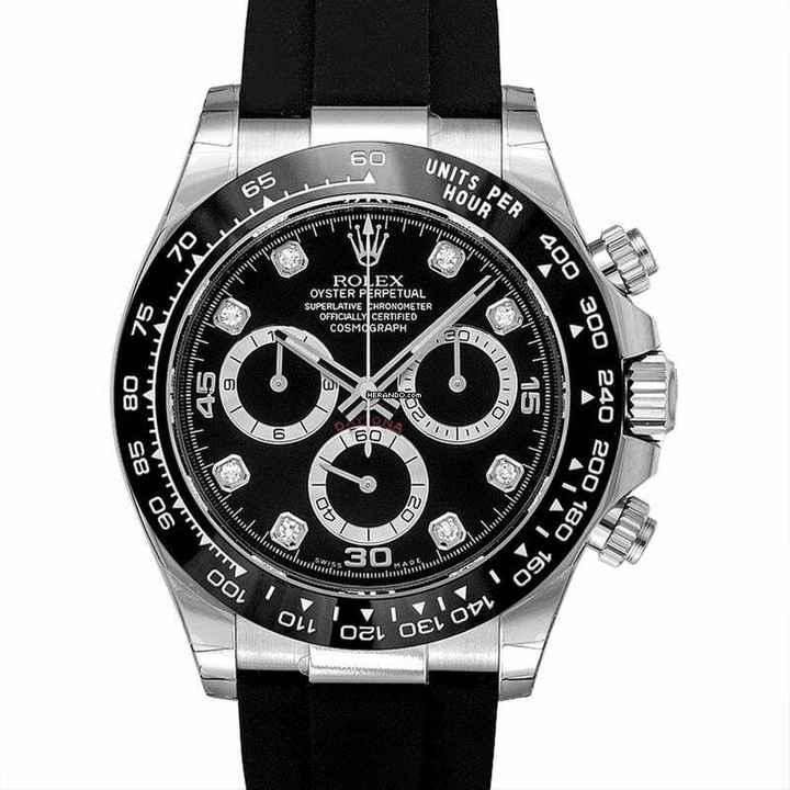  Rolex Daytona 116519GLN - Cosmograph Daytona 18ct White Gold Automatic Black Dial Diamonds Men's Watch </h1> 