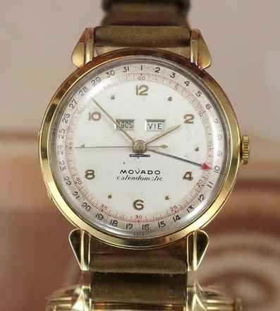  Movado CALENDOMATIC OVERSIZE 38MM RARE VINTAGE 18K GOLD 