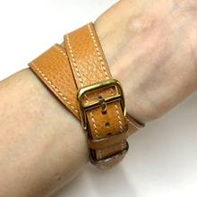 Thumbnail von Hermès Heure H 25mm Two Tone 0.91TCW DIAMONDS Hermès Double Tour Brown Leather Band  Watch </h1>