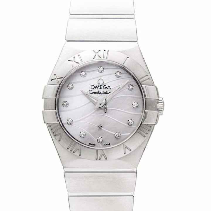  Omega Constellation Quartz 123.10.27.60.55.003 - Constellation Quartz 27 mm Quartz White Mother of Pearl Dial Diamond </h1> 