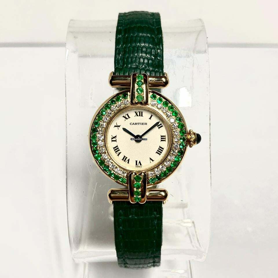  Cartier COLISEE Quartz 24mm 18K Yellow Gold DIAMONDS & Emeralds Watch </h1> 