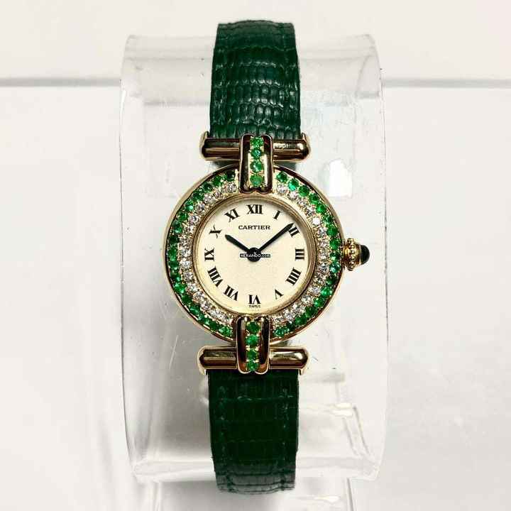  Cartier COLISEE Quartz 24mm 18K Yellow Gold DIAMONDS & Emeralds Watch </h1> 