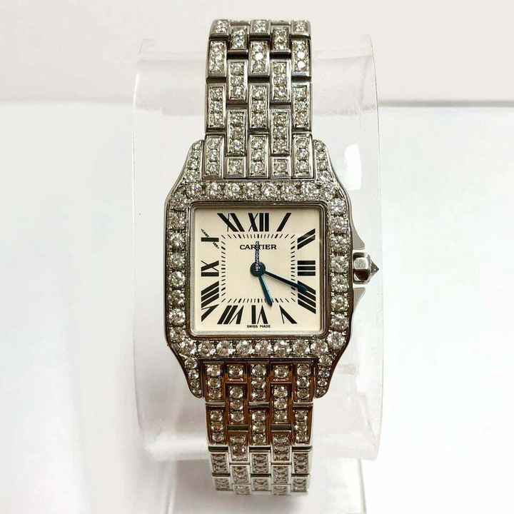  Cartier Santos Demoiselle Quartz 26mm Steel 4.41TCW Diamond Watch </h1> 