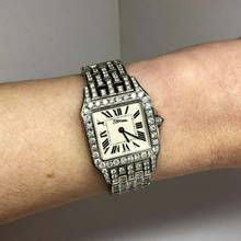 Thumbnail von Cartier Santos Demoiselle Quartz 26mm Steel 4.41TCW Diamond Watch </h1>