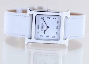 Thumbnail von Hermès Heure H white Strap white Dial Big Version rar B+P new unworn